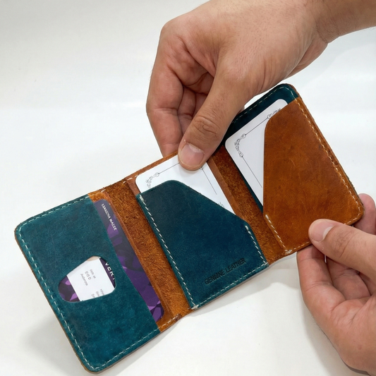 Cowboy Cardholder Teal & Tan
