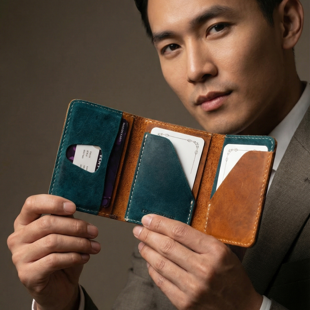 Cowboy Cardholder Teal & Tan