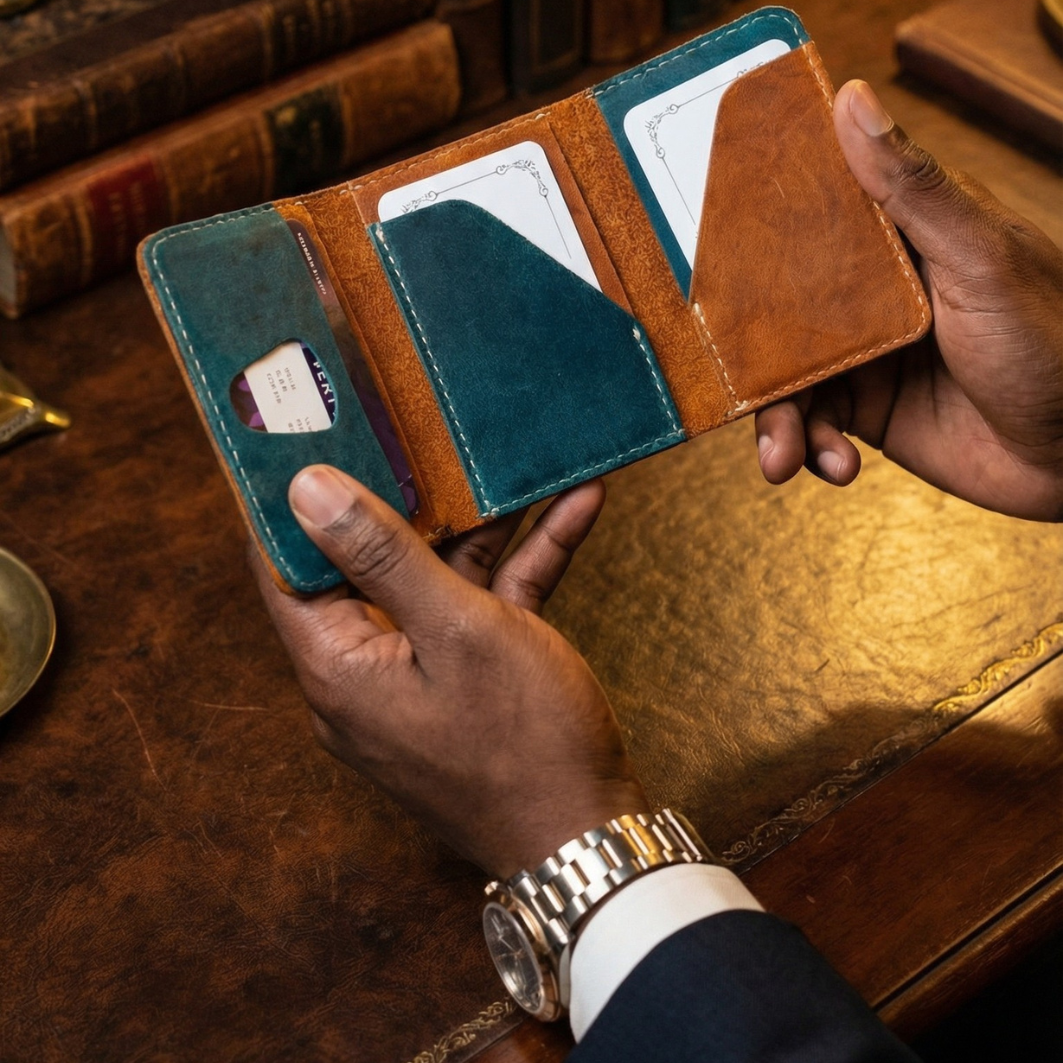 Cowboy Cardholder Teal & Tan